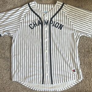 Champion White and Black Striped Jersey